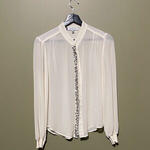 Jennifer Lopez Cream Blouse with Silver Accents